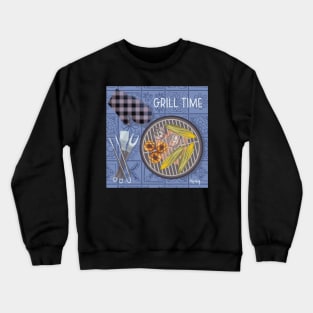 Grill Time on Blue Background Crewneck Sweatshirt